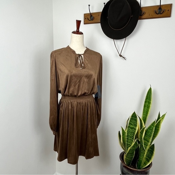 Tommy Hilfiger Faux Vegan Suede Dress. #567 Brown Size 6 NWT - Picture 4 of 11